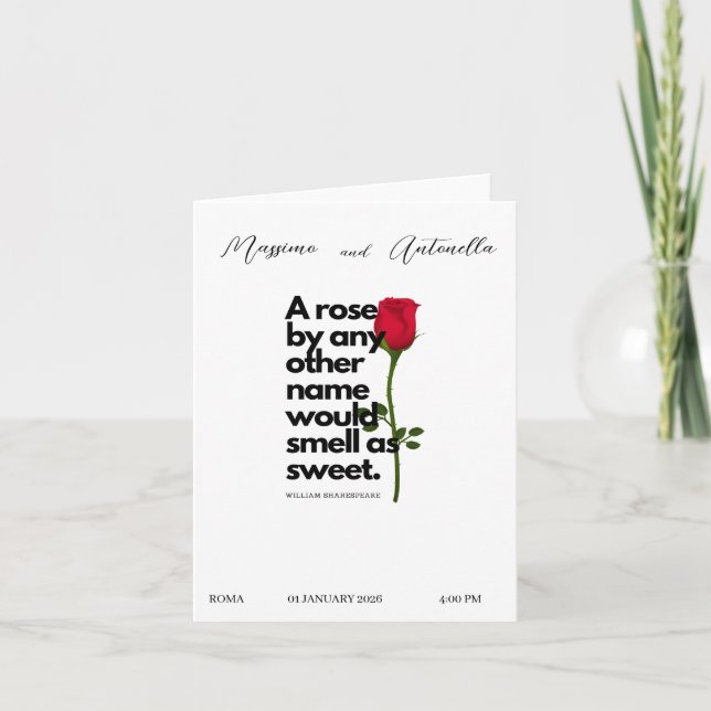 EINLADUNG MIT POETRY VON WILLIAM SHAKESPEARE (Vorderseite)