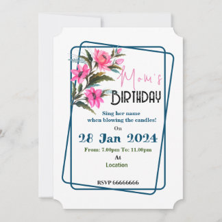 Einladung mit rosa Blume