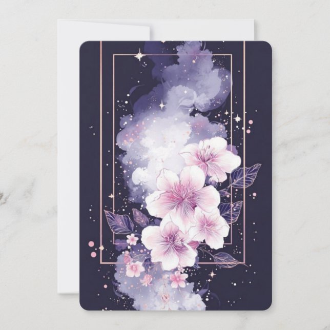 Einladung mit rosa Kirschblüten – Sakura Baum (Vorderseite)