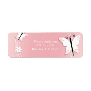 Einladung mit rosa und weißen Schmetterlingen und