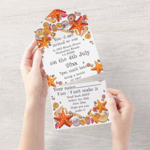 Einladung mit RSVP - Shells-Thema-Einladung