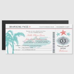 Einladung Nassau Bahamas Wedding Boarding Pass