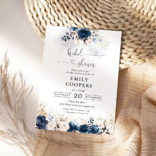 Einladung Navy Blue and Dusty Rose Bridal Dusche