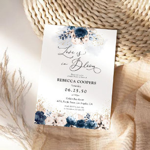 Einladung Navy Blue and Dusty Rose Bridal Dusche