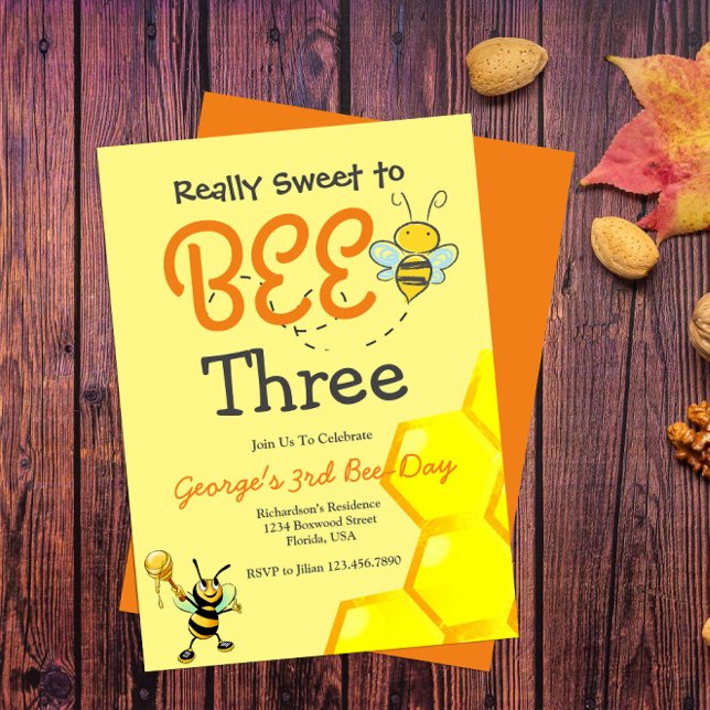 Einladung niedlicher Biene zum Geburtstag (Von Creator hochgeladen)