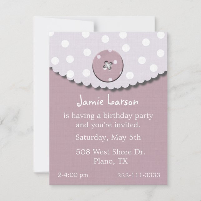 Einladung Niedlicher Mädchen zum Geburtstag (Vorderseite)