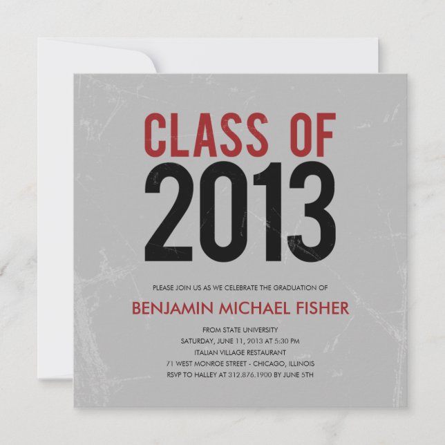 Einladung oder Ankündigung einer Vintagen Graduier (Vorderseite)