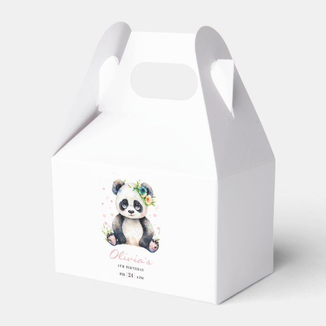 Einladung Panda zum Geburtstag, Panda Girl Geburts Geschenkschachtel (Vorderseite)