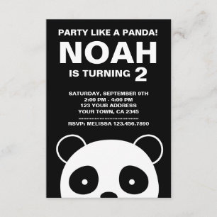 Einladung Panda zum Geburtstag, Schwarz-Weiß-Party