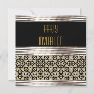 Einladung Party Art Deco Black Silver Gold