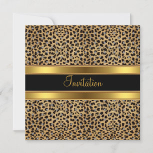 Einladung Party Exotischer Leopard Gold Schwarz