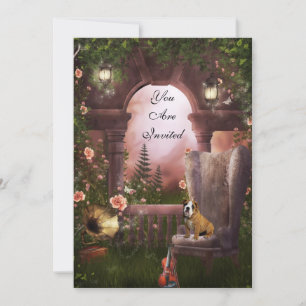 Einladung Party Mondlicht Violine Dog Gramaphon