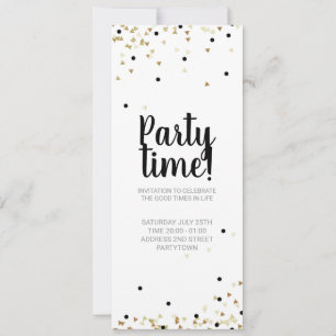 Einladung Party Time Gold Confetti Handschrift