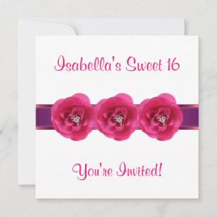 Einladung Party Weiß Rosa Blumen Sweet 16