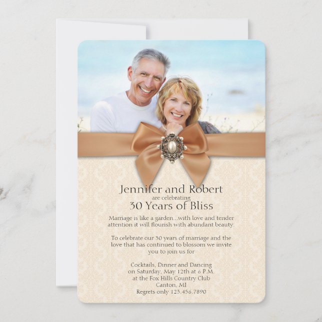 Einladung Peach Pearl zum 30. Hochzeitstag (Vorderseite)