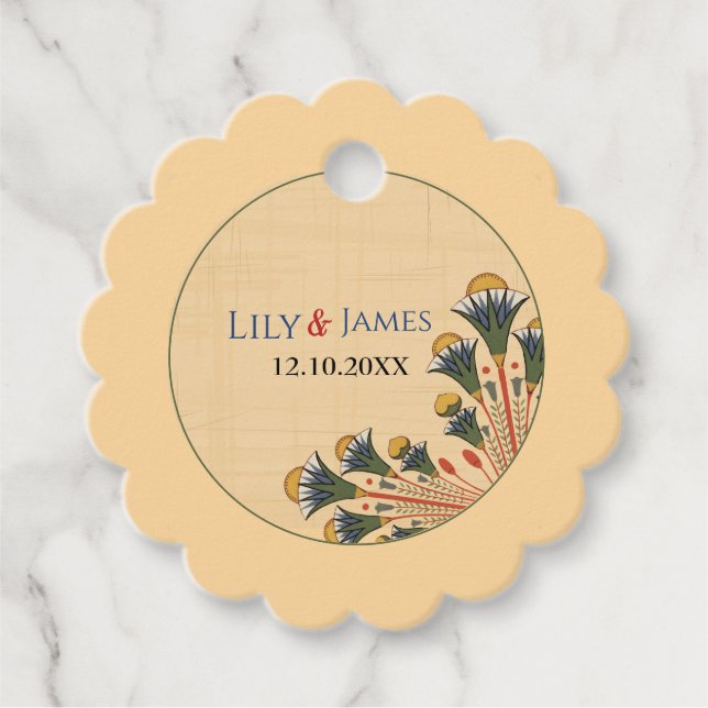 Einladung Pharaonisches Erbe auf Papyrus Hochzeit Geschenkanhänger (Vorderseite)