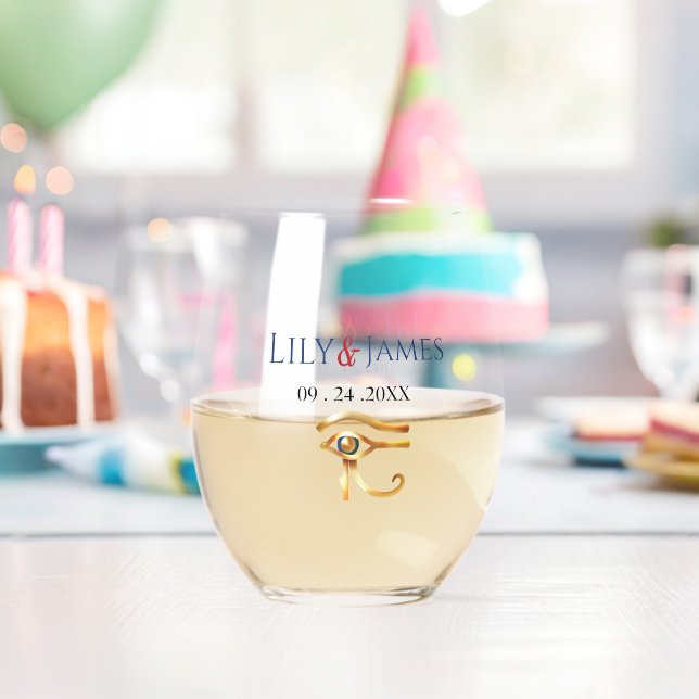 Einladung Pharaonisches Erbe auf Papyrus Hochzeit Weinglas Ohne Stiel (Insitu (Geburtstag))