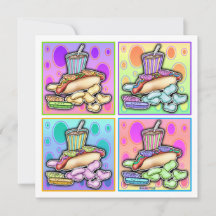 Einladung - Pop Art Hot Dog mit Chips und einem Dr