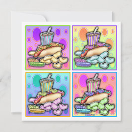 Einladung - Pop Art Hot Dog mit Chips und einem Dr