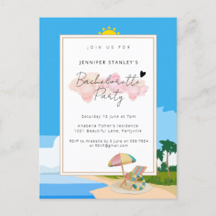 Einladung Postkarte, Beach Bachelorette Einladung Postkarte