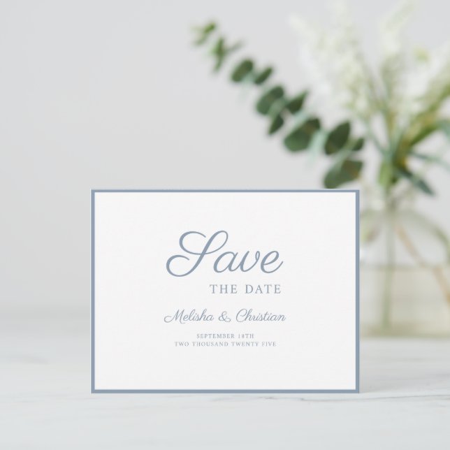 Einladung Postkarte Save the Date. (Stehend Vorderseite)