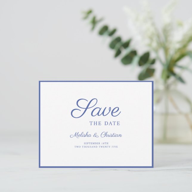 Einladung Postkarte Save the Date. (Stehend Vorderseite)