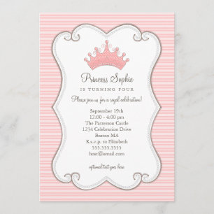 Einladung Prinzessin-Birthday Party Pink Crown