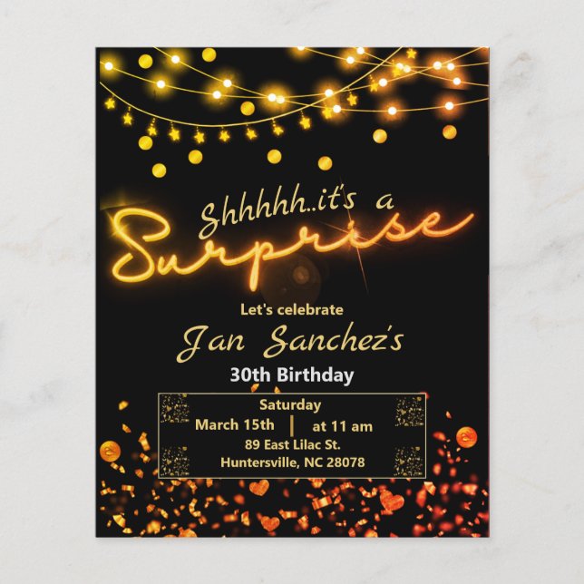 Einladung QRcode F für die schwarze und goldene Üb Flyer (Vorne)