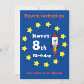 Einladung - Raketenschiff Custom Birthday - Name h