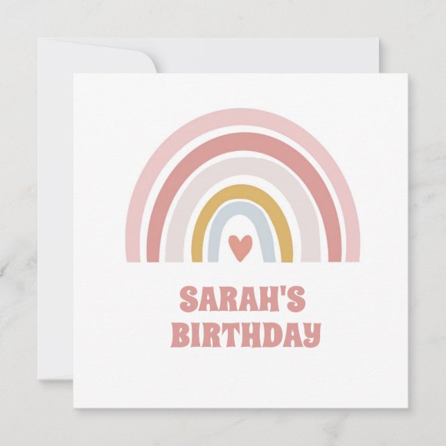 Einladung Regenbogenmädchen oder Geburtstagskarte (Vorderseite)