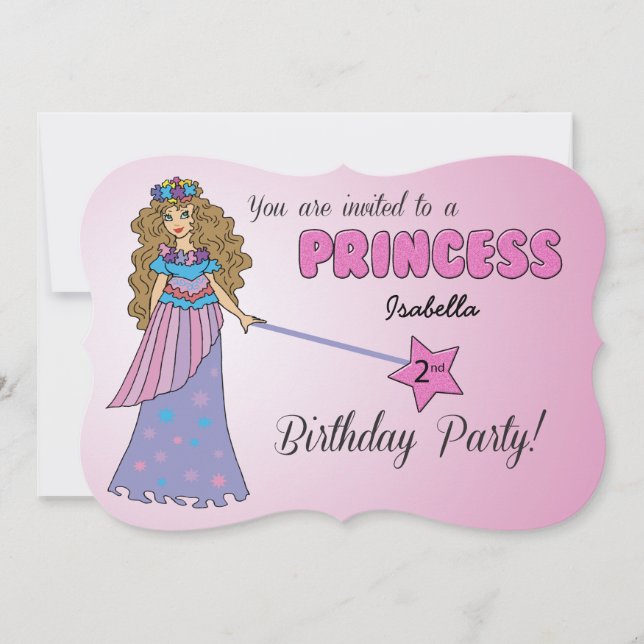 Einladung Rosa Prinzessin mit Funkelnd Wand (Vorderseite)