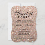 Einladung - Rose Gold Glitzer Fab Sweet 16<br><div class="desc">Grand 16 . Geburtstag laden mit Glitzer-Look Hintergrund ein.</div>