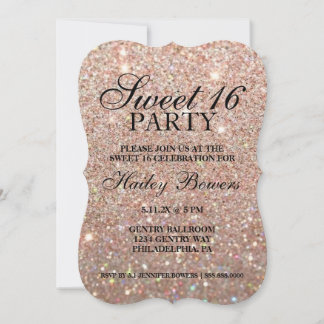 Einladung - Rose Gold Glitzer Fab Sweet 16