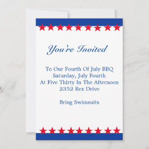 Einladung rot, weiß und blau