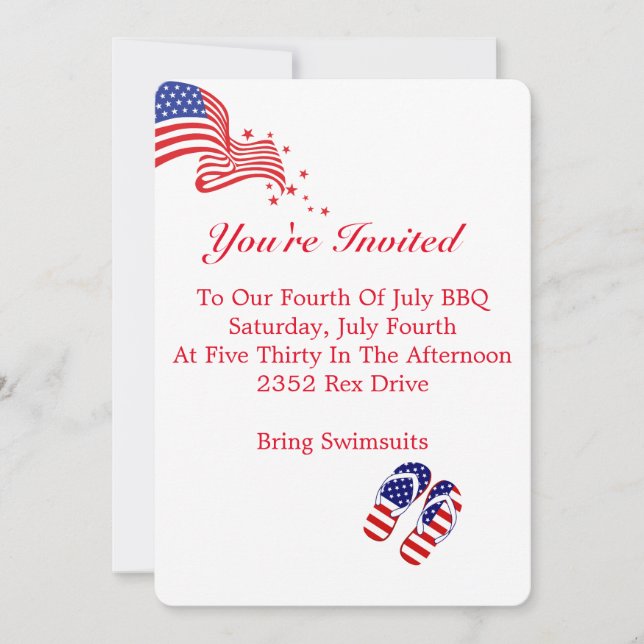 Einladung rot, weiß und blau (Vorderseite)