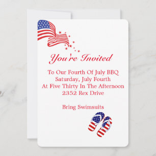 Einladung rot, weiß und blau