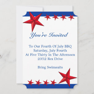 Einladung rot, weiß und blau