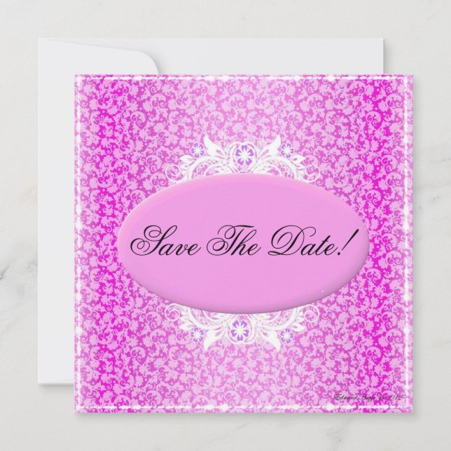 Einladung Save the Date Rosa und Weiß (Vorderseite)