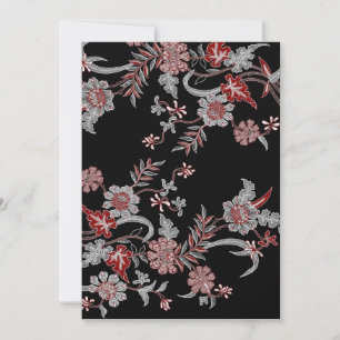 Einladung schwarz modernes Blumenmuster