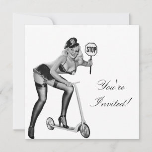 Einladung Schwarz-Weiß-Pin-Up-Girl 1