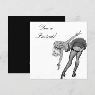 Einladung Schwarz-Weiß-Stil Pin-Up-Girl 19