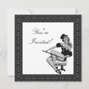 Einladung Schwarz-Weiß-Stil Pin-Up-Girl 5