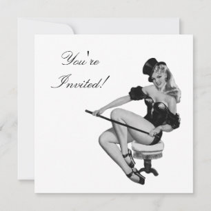 Einladung Schwarz-Weiß-Stil Pin-Up-Girl 5
