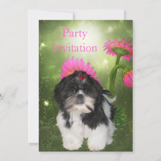 Einladung Shih Tzu Dog und Blume