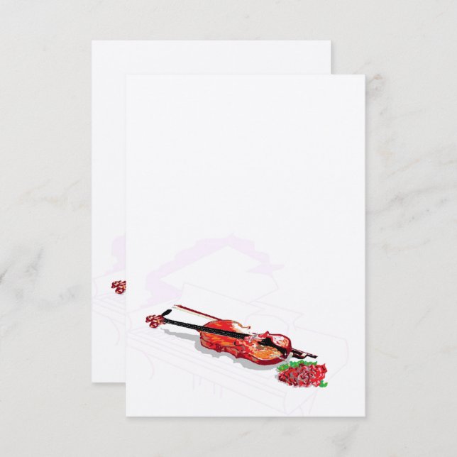 Einladung: Silhouette Piano & Violine Einladung (Vorne/Hinten)