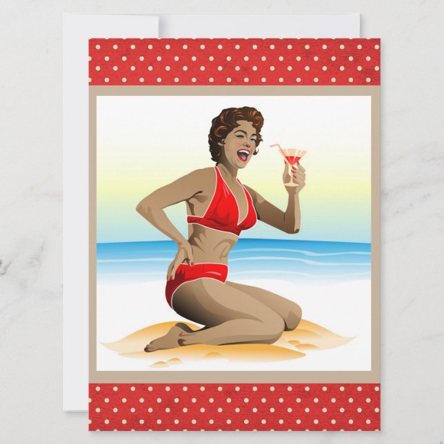 Einladung Sommerliches Button mit Cocktail (Vorderseite)