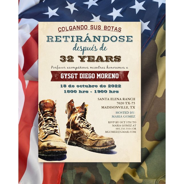 Einladung spanischer Militärstiefel für das Ruhest (Von Creator hochgeladen)