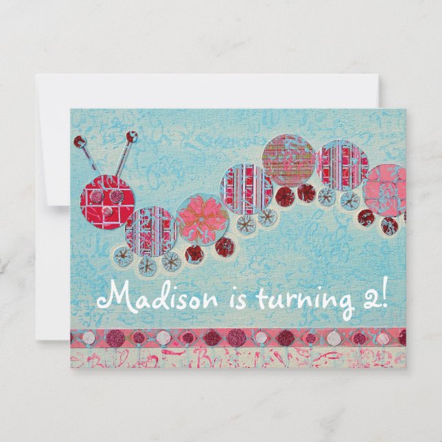 Einladung: Spielende Raupe Einladung (Vorderseite)