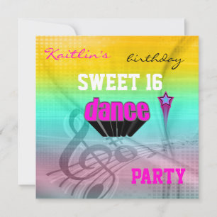 Einladung Sweet 16. Geburtstag Music Dance Party