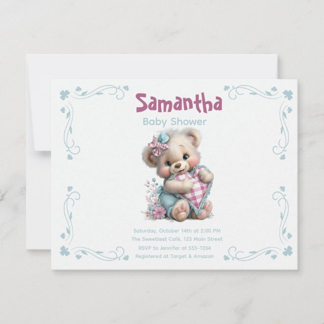 Einladung Teddybär Baby Shower (Vorderseite)